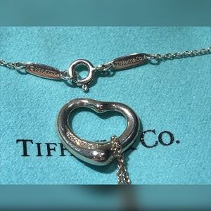 Tiffany & Co Elsa Peretti Open Heart 5 💎 Charm 16" Chain Necklace EUC